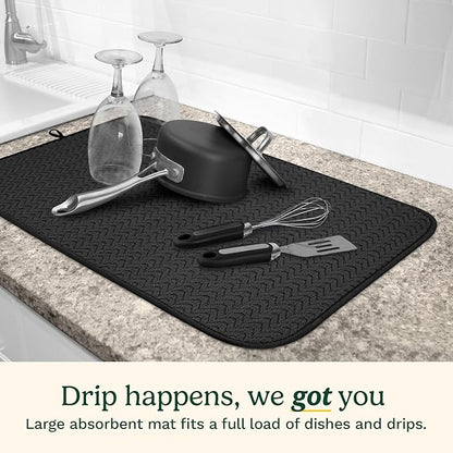 Cuisinart Dish Drying Mats for Kitchen Counter - (2) 18" x 24" Ultra Absorbent Dish Drying Mat XL - Foldable, Machine Washable, Fast Drying Dish Mat (Geostripe) - Image 2
