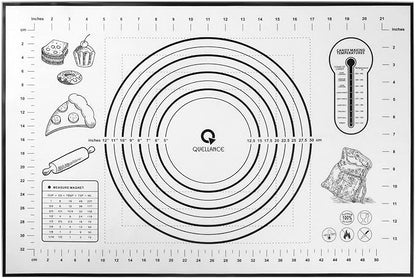 Silicone Baking Mat Extra Large, Pastry Mat with Measurement, Kitchen Counter Mat for Pie Crust, Pizza and Cookies - BPA Free Oven Liner/Kneading Matts,16" x 24", Black by WelcometoQuellance