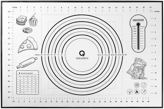 Silicone Baking Mat Extra Large, Pastry Mat with Measurement, Kitchen Counter Mat for Pie Crust, Pizza and Cookies - BPA Free Oven Liner/Kneading Matts,16" x 24", Black by WelcometoQuellance