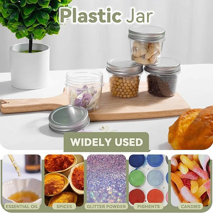 novelinks 4 oz Small Plastic Jars with Lids, 40 Pack Mini Plastic Mason Jars with Lids 4oz, Craft Storage Containers & Canning Jars & Small Spice Jars for Kitchen Organization (40 Pack,Silver) - Image 4
