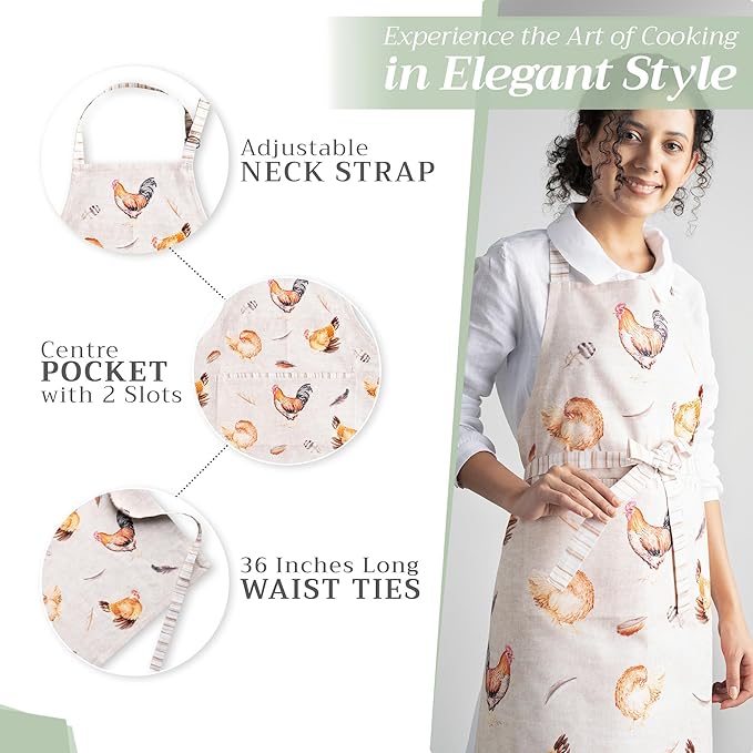 Maison d' Hermine 100% Cotton Apron for women with Pocket Kitchen Chef Apron for Men Cooking Mothers Day Gifts