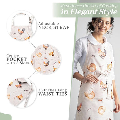 Maison d' Hermine 100% Cotton Apron for women with Pocket Kitchen Chef Apron for Men Cooking Mothers Day Gifts