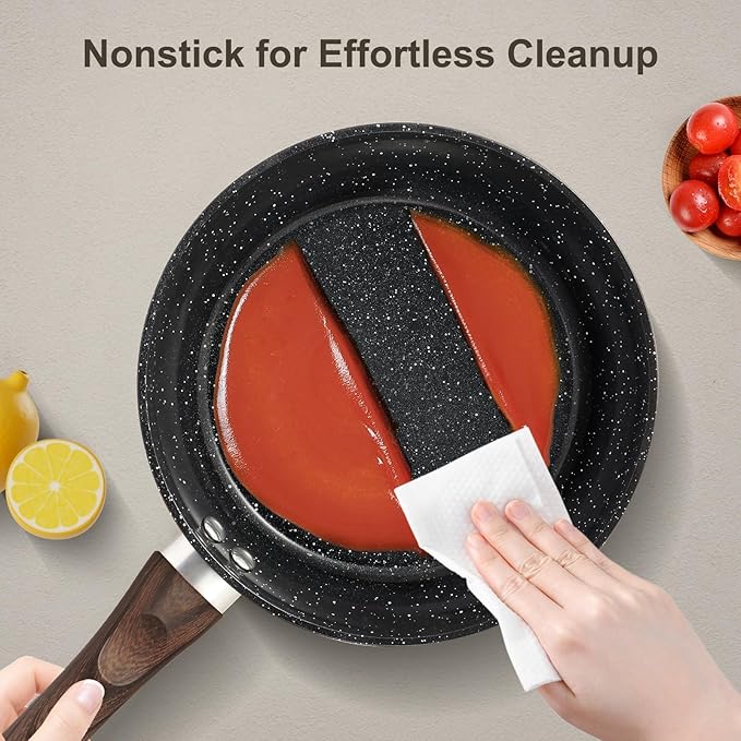 M MELENTA Pots and Pans Set Non Stick, 12pcs Black Ceramic Cookware Set, Non-toxic Induction Cookware Kitchen Cooking Set, PFAS and PFOA Free
