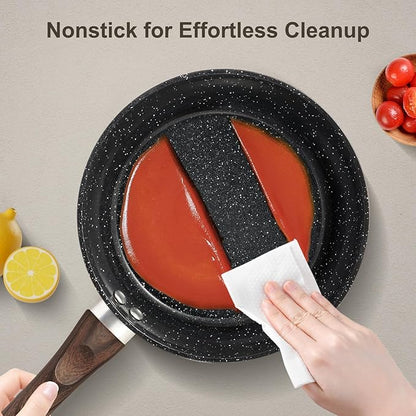 M MELENTA Pots and Pans Set Non Stick, 12pcs Black Ceramic Cookware Set, Non-toxic Induction Cookware Kitchen Cooking Set, PFAS and PFOA Free