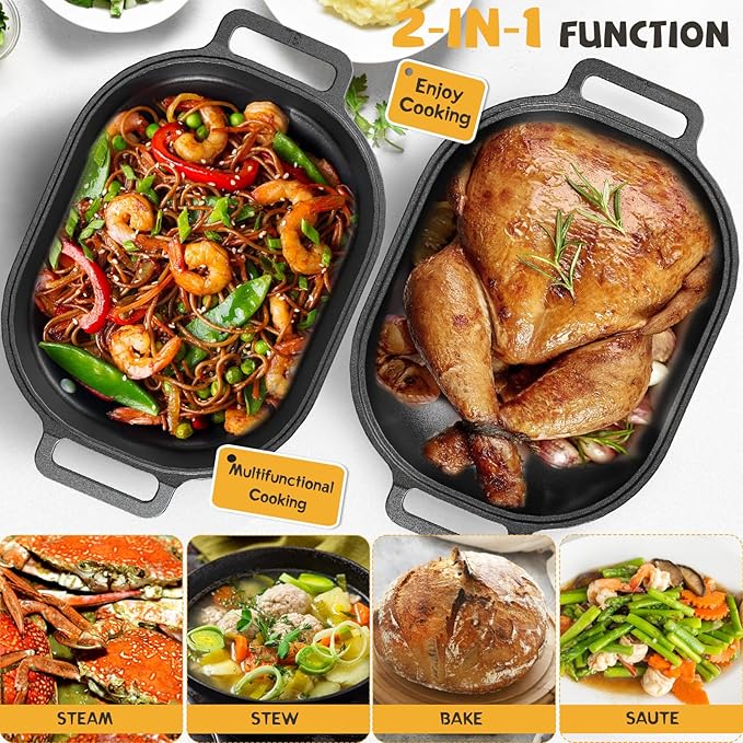 Cast Iron Dutch Oven for Bread Baking, With Banneton Bread Proofing Basket & Baking Supplies, 7.5QT Multi-Functional Dutch Oven Pot with Lid, Cast Iron Bread Pan, Black - Image 5