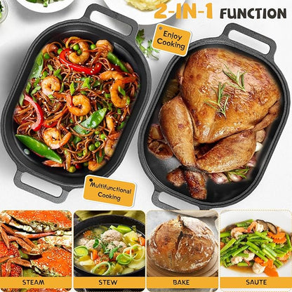 Cast Iron Dutch Oven for Bread Baking, With Banneton Bread Proofing Basket & Baking Supplies, 7.5QT Multi-Functional Dutch Oven Pot with Lid, Cast Iron Bread Pan, Black - Image 5