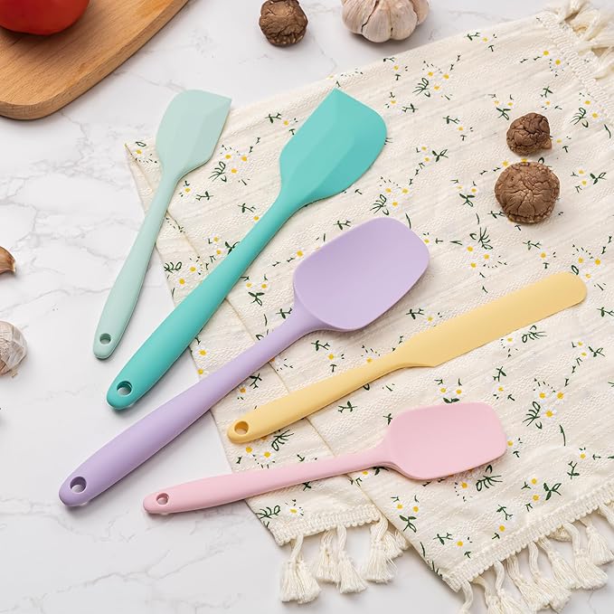 Silicone Spatula Set, 5 Piece Food Grade Rubber Spatulas for Baking, Cooking, and Mixing High Heat Resistant Non Stick Dishwasher Safe BPA-Free (Multicolor 3) - Image 6