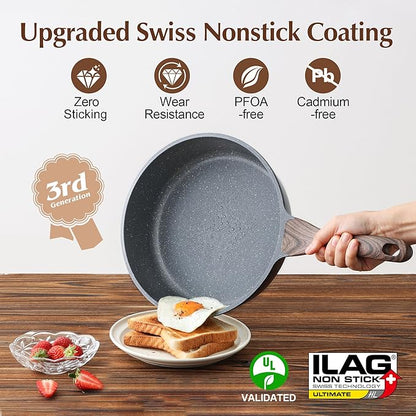 SENSARTE Nonstick Cookware Set 13-Piece, Non Stick Pots and Pans Set with Swiss Granite Coating, Healthy Kitchen Cooking Set, Stay-Cool Handles, PFOA Free - Image 3