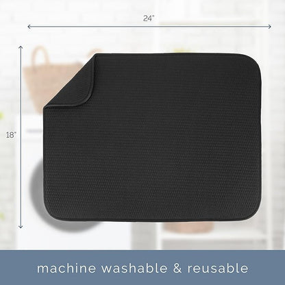 S&T INC. Dish Drying Mat XL, 18” x 24”, Absorbent Microfiber Kitchen Counter Mat, Drying Pad for Dishes, Utensils, Pots and Pans, Extra Large, Diamond Texture, Black - Image 7