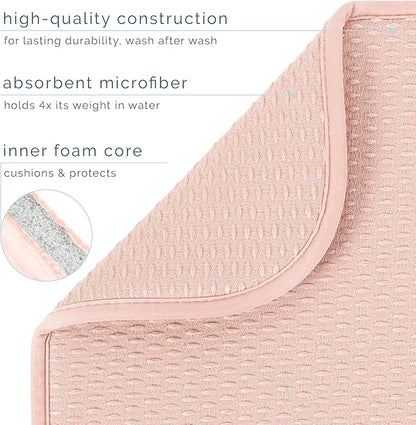 S&T INC. Dish Drying Mat XL, 18” x 24”, Absorbent Microfiber Kitchen Counter Mat, Drying Pad for Dishes, Utensils, Pots and Pans, Extra Large, Diamond Texture, Pink - Image 4