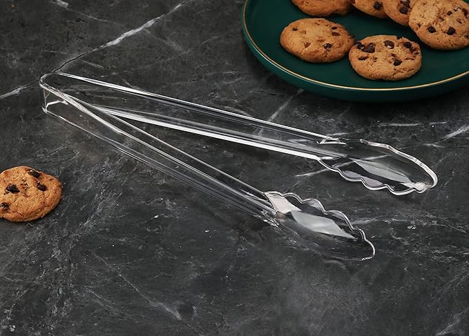New Star Foodservice 35520 Utility Tong, High Heat Plastic, Scalloped, 12 inch, Set of 12, Clear