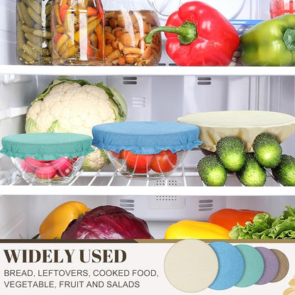 10 Pack Cloth Bowl Covers for Bread Rising - 5 Size Stretch Elastic Food Storage Container Lids - Reusable Cotton Fabric Covers for Food, Fruits, Leftovers (Vintage)