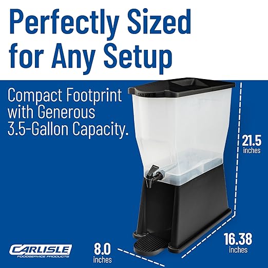 Carlisle FoodService Products Trimline Rectangular Beverage Dispenser with Stand – 3.5 Gallon Catering Drink Dispenser with Spigot, Polypropylene (PP), Black, Perfect for Parties, Events, Buffets - Image 4