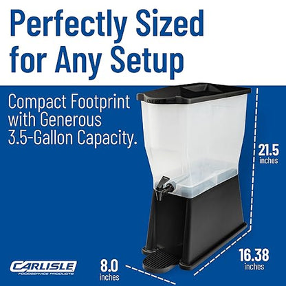 Carlisle FoodService Products Trimline Rectangular Beverage Dispenser with Stand – 3.5 Gallon Catering Drink Dispenser with Spigot, Polypropylene (PP), Black, Perfect for Parties, Events, Buffets - Image 4