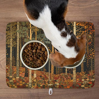 Fall Dish Drying Mat for Kitchen Counter Autumn Forest Vintage Botanical Nature Microfiber Dish Drainer Mat Antique Rustic Farmhouse Absorbent Washable Drying Pad 18"x24"