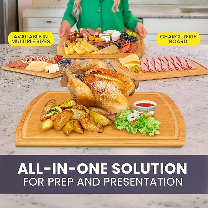 Glue-Free Surface™ 2XL Extra Large Bamboo Cutting Board Set of 4 – Small, Medium, XL, and Oversized Sizes from Chopping Vegetables to Carving Meat & Turkey for Large Family Meal Prep and Gatherings - Image 4