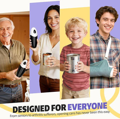 Handsfree One Touch Electric Can Opener, Smooth Edge Automatic Can Opener Fits All Can Sizes, Handheld Battery Operated Easy and Safe Kitchen Gadget for Seniors with Arthritis
