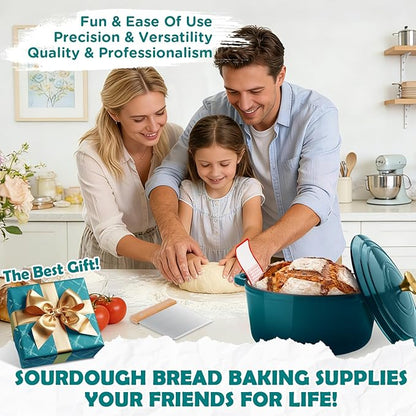 Enameled Cast Iron Dutch Oven Pot with Lid, Incl. Sourdough Bread Baking Supplies Like Banneton Bread Proofing Basket, Starter Jar, Scoring Tool Lame, 5QT Dutch Oven for Bread Baking, Oven Safe up to 500°F - Image 7