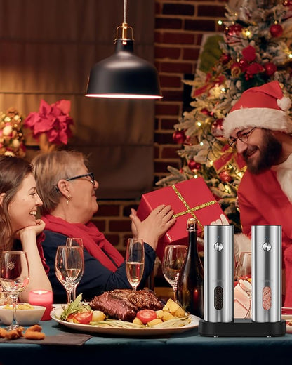 Electric Salt and Pepper Grinder Set with Rechargeable Base - Upgraded Large Capacity, Refillable Pepper Mill Set with LED Light & Adjustable Coarseness, Ideal for Kitchen, Outdoor, BBQ & Gift Giving - Image 9