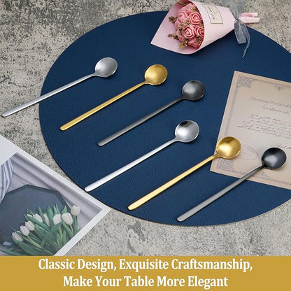 12 Pcs Coffee Spoons Set, 6.7" Gold Tea Spoons Long Handle, Gold Small Teaspoons, Stainless Steel Espresso Spoon, Long Spoon for Stirring, Coffee Bar Accessories - Image 6