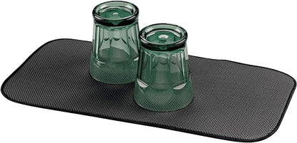 iDesign iDry Fabric Mini Kitchen Countertop Absorbent Dish Drying Mat , 18" x 9" - Black by iDesign