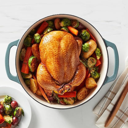 Amazon Basics Enameled Cast Iron Dutch Oven Pot with Lid, Dual Handles, Heavy-Duty, Oven Safe for Stews, Roasting, Round, 7.3-Quart, Gray - Image 6