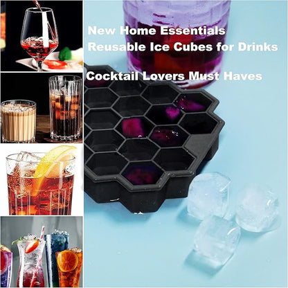 Ice Cube Trays for Freezer with Lid-Silicone Ice Cube Tray with Lid Ice Maker 4 Pack Black,Easy-Release Reusable Ice Cube Coffee Scoop for Coffee Bar Accessories - Image 3