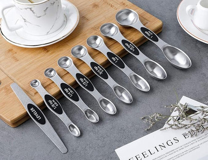 Magnetic Measuring Spoons Set of 8 Stainless Steel Stackable Dual Sided Nesting Teaspoons and Tablespoons for Measuring Dry and Liquid Ingredients - Image 7