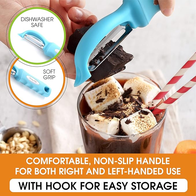 Spring Chef Premium Swivel Vegetable Peeler, Soft Grip Handle and Ultra Sharp Stainless Steel Blades - Perfect Kitchen Peeler For Veggie, Fruit, Potato, Carrot, Apple - Aqua Sky - Image 6