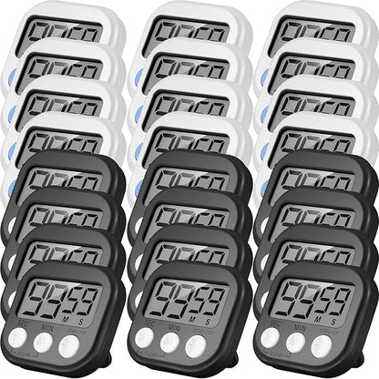 Weewooday 24 Pcs Digital Kitchen Timer Magnetic Timer Bulk On/Off Switch Minute Second Count up Countdown Loud Alarm for Exercise Cook Baking (Black,White) by Weewooday