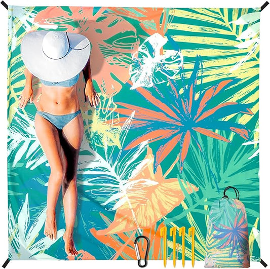 HIHOHO Beach Blanket Waterproof Sandproof Extra Large Beach Mat 79" X 83"/120"x108"for 1-8 Adults Quick Drying Durable Outdoor Picnic Mat for Beach Travel Camping Hiking