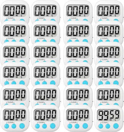 24 Pack Digital Kitchen Timer Small Classroom Timers for Kids Teachers (White) by VOULOIR