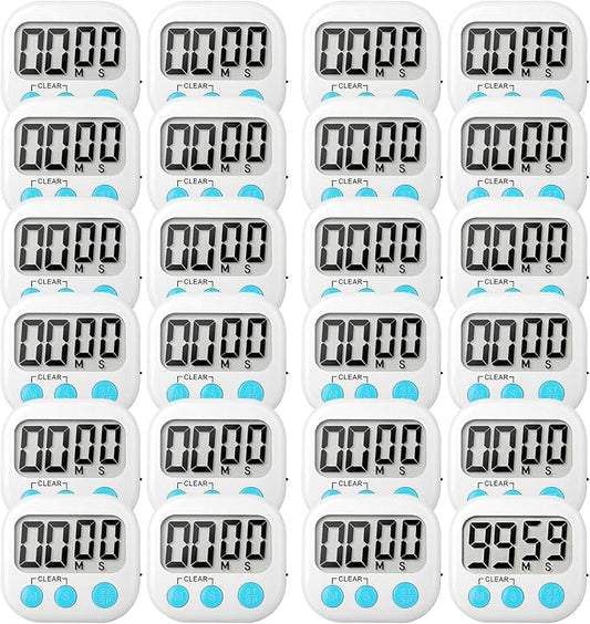 24 Pack Digital Kitchen Timer Small Classroom Timers for Kids Teachers (White) by VOULOIR