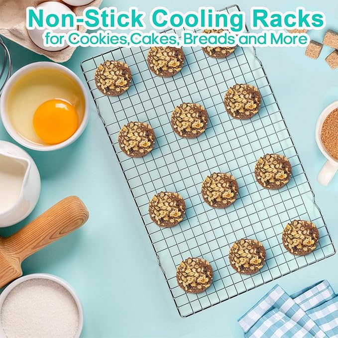 Tebery 2 Pack Heavy-Duty Wire Cooking Rack Baking Racks Fits Half Sheet Pan, Nonstick Baking & Cooling Grid for Roasting, Cooking, Grilling, Drying - 16" x 10" - Image 5