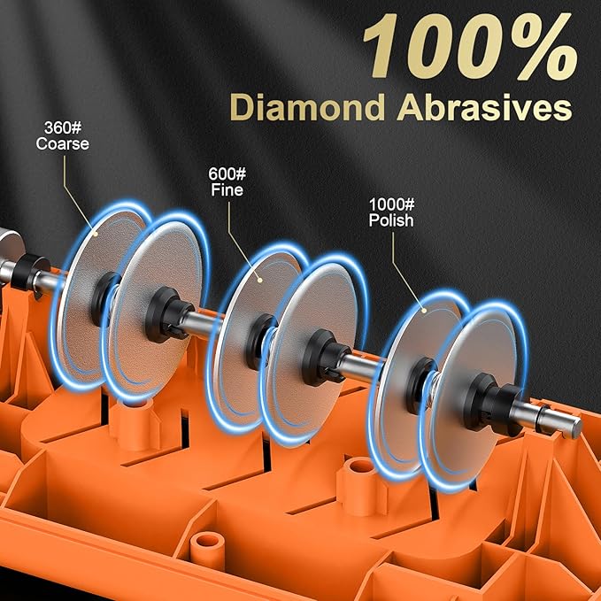 Knife Sharpener Electric for Kitchen Knives, with 100% Diamond Abrasives and Precision Angle Guides, 3-Stage Professional Automatic Quickly Sharpening/Polishing, Black/Orange - Image 3