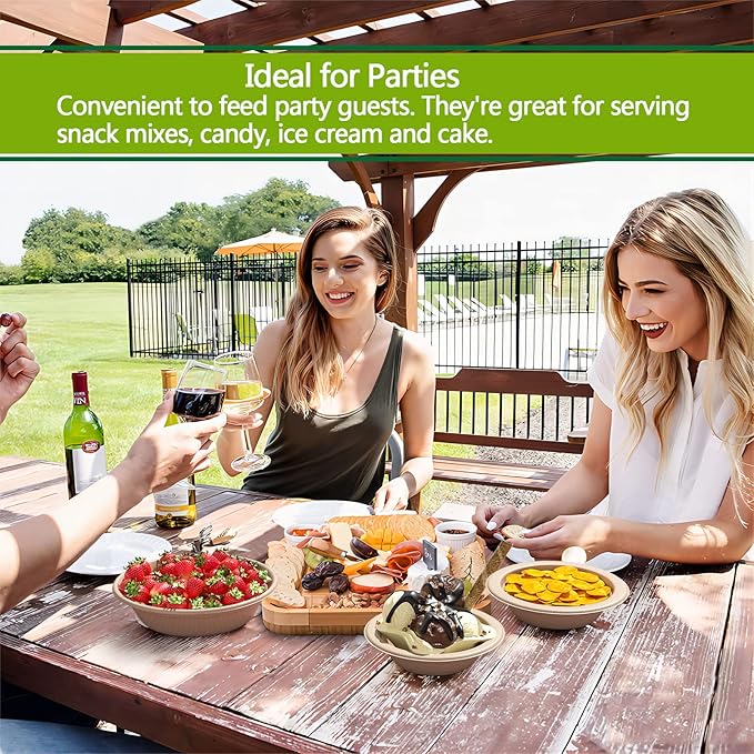 Homestockplus [50 Pack] 24 Oz Disposable Paper Bowls - Heavy Duty Disposable Bowls - Made from Natural Bagasse for Cereal, Rice, French Fries - Convenient and Compostable - Image 7