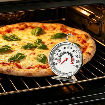 Oven Thermometer Extra Large 3" with Easy-Read Dial | 150-600F Pro Accurate Temp Gauge for Kitchen, Baking, Grill & Meat | Hang or Stand for Gas/Electric Ovens