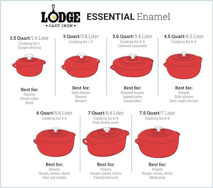 Lodge Essential Enamel Cast Iron Dutch Oven with Lid - Induction- Oven-Safe Enamel Cookware up to 500° F - Heat-Retaining Braising & Roasting Pot - Non-Toxic Cookware - 7.5 Quart, Oyster White - Image 7