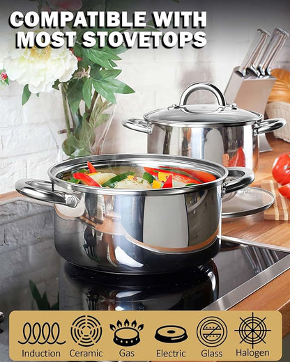 Cook N Home Stockpot with Lid, Basics Stainless Steel Soup Pot, 16-Quart - Image 3