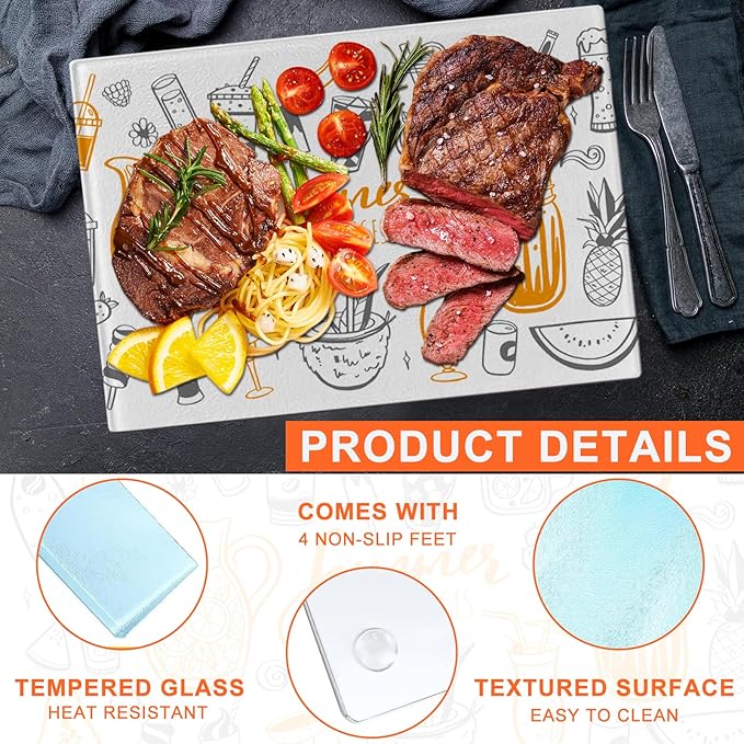 6Pcs Sublimation Cutting Board Blanks, 15x11 Inch Tempered Glass Sublimation Cutting Board Non Slip Glass Chopping Boards for Kitchen, Personalized Cutting Boards for Crafts DIY Gift