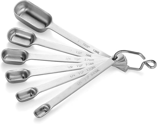 New Star Foodservice 43136 Stainless Steel 18/8 Measuring Spoons (Set of 6), Silver by NewStarFoodservice