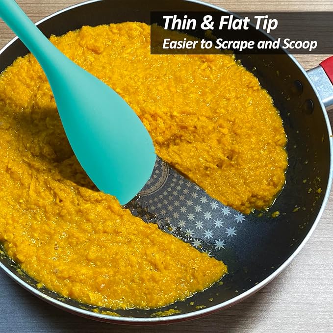 Upgrade Silicone Spatula Spoon Set,VOVOLY Heat Resistant Rubber Spoonula, Seamless Non-Stick Flexible Scrapers for Baking Mixing Tool,3 Pack, Teal - Image 7