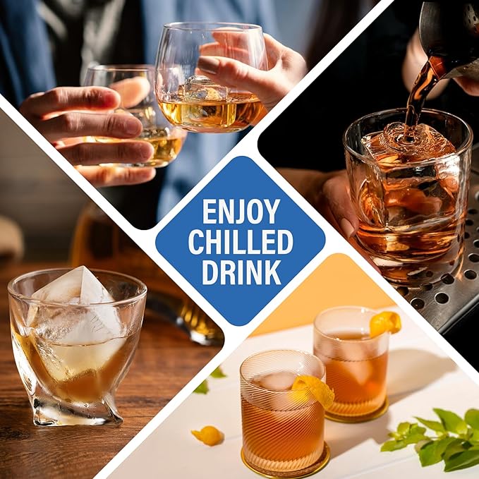 mossime Silicone Ice Cube Tray: 4pack Square Whiskey Large Ice Cube Molds - Old Fashioned Ice Cube Trays with Lid - 2inch Easy Release Big Freezer Mold for Cocktail Food Soup & Juice - Image 7