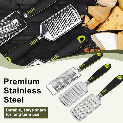 Handheld Cheese Grater Set for Kitchen Stainless Steel Mini Cheese Grater with Handle Lemon Zester with Cleaning Brush for Cheese Vegetable Fruit Chocolate (Black Handle) by beardo decor - Image 5