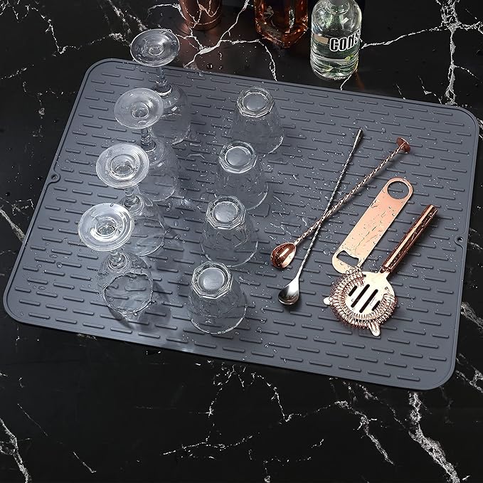To encounter Silicone Dish Drying Mat - Extral Large 20" x 16" - Set of 2 Flexible Rubber Drying Mat, Heat Resistant Silicone Trivet, Countertop Mat, Dish Draining Mat, Sink Mat - Image 7