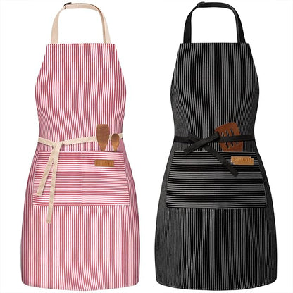 BeLuyi 2 Pack Adjustable Bib Apron with 2 Pockets Chef Cooking Kitchen Restaurant Aprons for Women Men by BELUYI