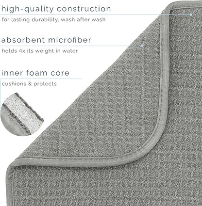 S&T INC. Dish Drying Mat, 16” x 18”, Absorbent Microfiber Kitchen Counter Mat, Dish Drying Pad for Dishes, Utensils, Pots and Pans, Large, Grey - Image 3