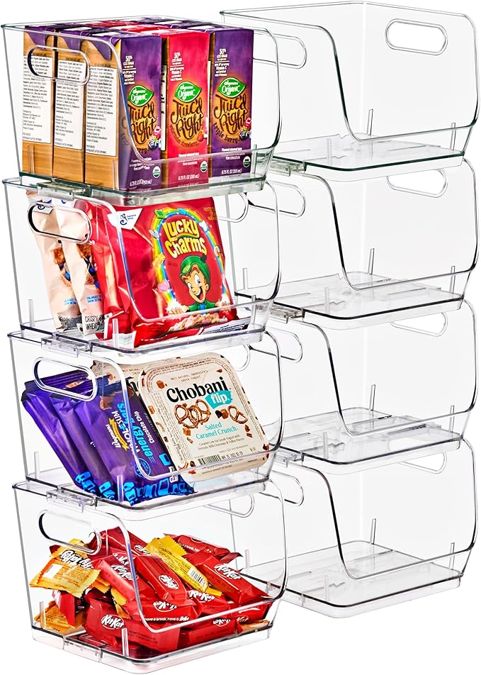 Sorbus Stackable Storage Bins Open Front, Clear Stackable Storage Bins, Pantry Bins for Storage and Organization, Acrylic Stackable Bins for Kitchen, Clear Pantry Organizer Bins (Small Square 8 Pack) - Image 8