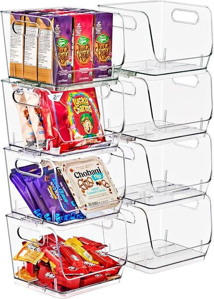 Sorbus Stackable Storage Bins Open Front, Clear Stackable Storage Bins, Pantry Bins for Storage and Organization, Acrylic Stackable Bins for Kitchen, Clear Pantry Organizer Bins (Small Square 8 Pack) - Image 8