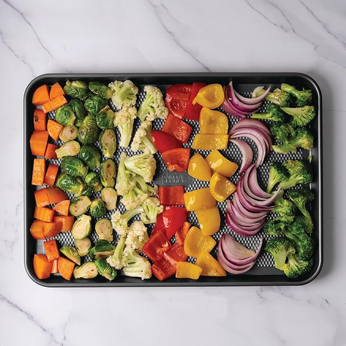 Baker's Secret Baking Sheet Pan Set, 3x Cookie Sheets for Oven, Diamond Texture Premium Air Flow Circulation, Set of 3 Baking Trays, Extra Thick 0.6mm with Diamond Base PFOA, PFOS, PTFE and PFAS free - Image 9